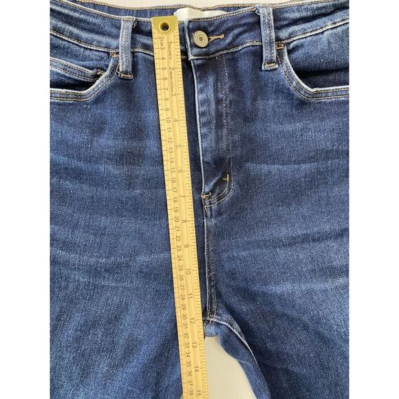 Vervet Blue Women's Straight Leg Frayed Cuff Jeans Size 30 Dark Wash - Picture 6 of 11